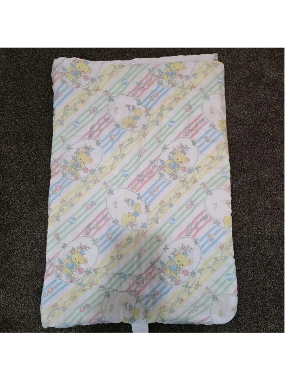 Baby Toddler Sleeping Bag Vtg Quilt Zipper Bears Yellow Green Pink 32